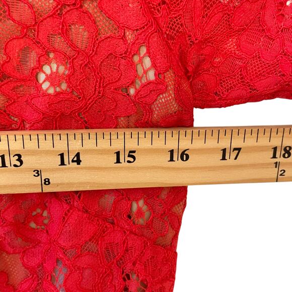 Shoshanna Red Lace Overlay Sheath Cocktail Party Dress Size 6 - Picture 3 of 6